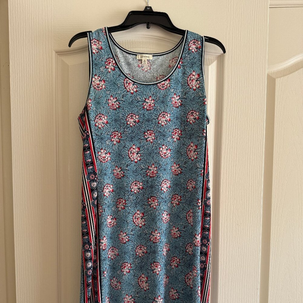 Max Studio Sleeveless Lightweight Midi Dress - Blue and Red - Size S